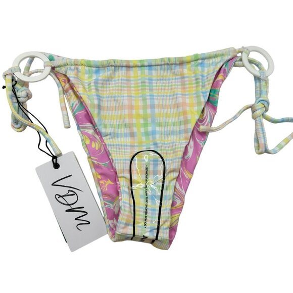 VDM Reversible Ziggy Sorbet Marble Tartan Pastel Bikini Bottom Medium NWT‎ - Picture 6 of 10